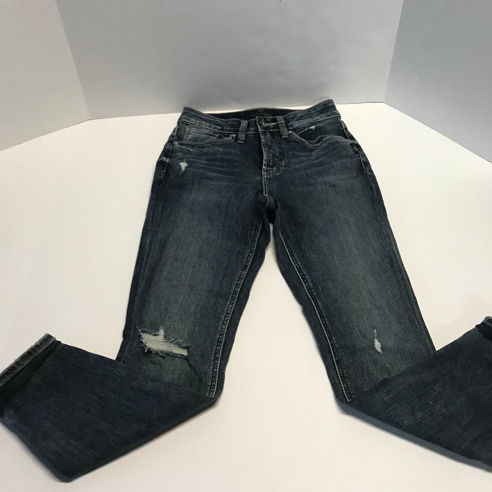 Distressed SILVER JEANS SKINNY CROP high waist  WOMEN SIZE 26